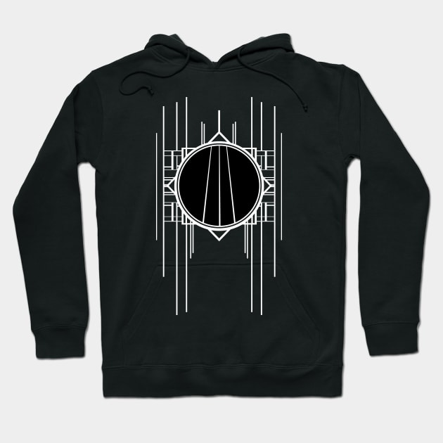 Geometric striped style white lines pattern classy black and white artdeco Hoodie by designsbyxarah